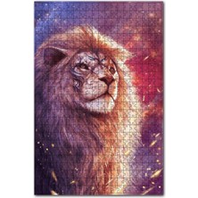 Allians Işıltılı Aslan Resimli 1000 Parça Puzzle, Ahşap Mdf Yapboz