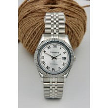 Tomris Tomrıs Tamamen Çelik, Su Geçirmez, Gümüş Kordon, Roma Rakamlı, Takvimli, Kol Saati