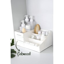 Feyza Design Çekmeceli Çok Amaçlı Organizer, Makyaj ve Takı Düzenleyici, Beyaz