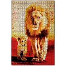 Allians Aslan ve Yavrusu Ahşap 1000 Parça Puzzle, Eğlenceli ve Detaylı Yapboz