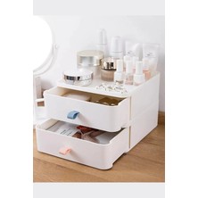 Feyza Design Çift Katlı Masaüstü Organizer, Makyaj ve Aksesuar Saklama Kutusu