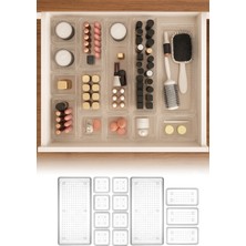 Feyza Design Şeffaf 13 Parça Takı Aksesuar Çekmece Düzenleyici Organizer Seti