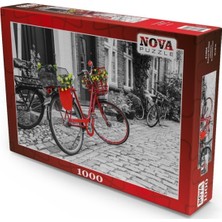 Allians Renkli 1000 Parça Kırmızı Bisiklet Puzzle, Eğlenceli ve Zihinsel Aktivite