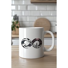 YasBey Design Sonsuzluk Simgeli Doğa ve Evren Temalı 330ML Baskılı Beyaz Seramik Kupa Bardak