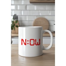 YasBey Design Dijital Saat Temalı 330ML Baskılı Beyaz Seramik  Kupa Bardak