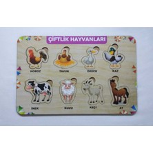 Allians Doğal Ahşap Çiftlik Hayvanları Puzzle, Eğitici ve Eğlenceli Oyuncak