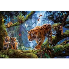 Allians Ağaçtaki Kaplanlar Dekoratif Çift Katlı Ahşap Puzzle 1000 Parça 50X70