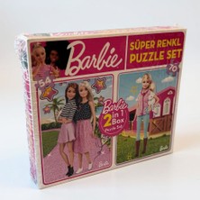 BURADABULDUN Barbie Süper Renkli 2 Si 1 Arada Puzzle Seti (54 + 70 Parça)