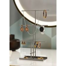 Feyza Design Gri Renk Takı Düzenleyici, Takı Standı, Küpe, Bileklik ve Kolye Organizer