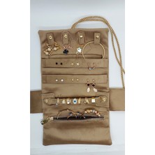 Feyza Design Katlanabilir Takı ve Seyahat Çantası, Rulo, Açık Kahve