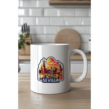 YasBey Design Ispanya Sevilla Temalı 330ML Baskılı Beyaz Seramik Kupa Bardak