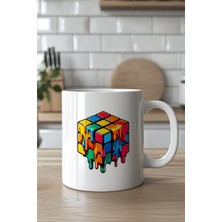 YasBey Design Eriyen Zeka Küpü Figürlü  330ML Baskılı Beyaz Seramik  Kupa Bardak