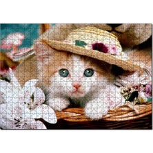 Allians Şapkalı Yavru Kedi ve Çiçekler Temalı 255 Parça Ahşap Puzzle