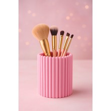Feyza Design Şık Makyaj Fırçası Standı ve Organizer, Beyaz ve Pastel Pembe