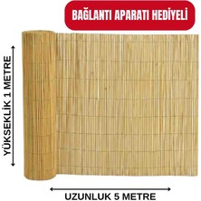 AYGHOME 1x5 mt Misina Dokuma Hasır Çit - Bağlantı Aparatı Hediyeli - Doğal Bahçe Balkon Gölgeliği