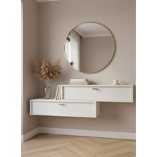 Resital Dresuar Beyaz Gold - Modern Duvara Monte Antre Mobilyası