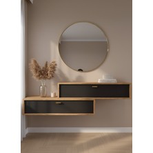 Resital Dresuar Çam Antrasit Gold - Modern Duvara Monte Antre Mobilyası