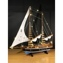 Allians Işıklı Yelkenli Ahşap Gemi Maketi, Dekoratif ve Şık Tasarım