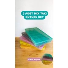 Feyza Design 5'li Şeffaf 18 Bölmeli Takı ve Toka Saklama Kutusu Seti