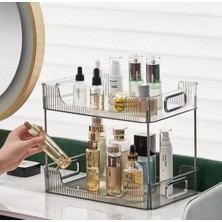 Feyza Design Çift Katlı Kristal Makyaj Organizeri, Şık ve Fonksiyonel Saklama Çözümü