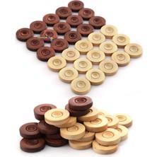 Allians Büyük Boy Ithal Ahşap Tavla Pulu ve Zar Seti, 35 mm Kaliteli Malzeme