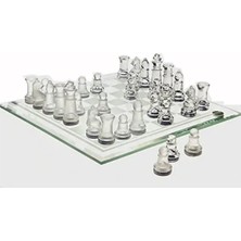 Allians Şeffaf Cam Satranç Takımı 30X30 Cm, Zarif ve Şık Oyun Seti