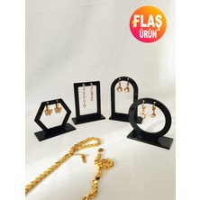 Feyza Design Şık 4'lü Pleksi Takı ve Küpe Organizer Seti, Geometrik Tasarım