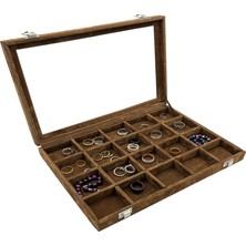 Feyza Design 20 Bölmeli Süet Kaplama Takı Saklama Kutusu, Organizer ve Düzenleyici