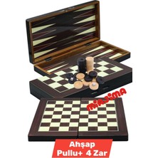 Allians Vernikli Ceviz Tavla Takımı, Büyük Boy, Şık ve Kaliteli Dama Seti