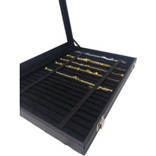 Feyza Design Şık Siyah Alkantara Içli Bileklik ve Kolye Takı Kutusu