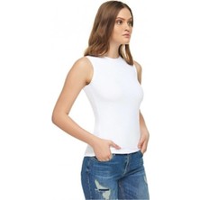 Elit Beyaz Sıfırkol Kadın Body Yeni Sezon-Beyaz-S