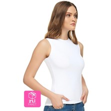 Elit Kadın Beyaz Pamuklu Elastan Sıfır Kol Body 2'li Paket ELT2201-BEYAZ-S