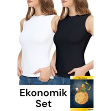 Elit Dilay Kadın Likralı Sıfır Kollu Elastan Bisiklet Yaka Atlet Badi-Karısık-S