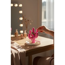 Feyza Design Kaktüs Tasarımlı Takı Standı, Pembe-Beyaz Masaüstü Düzenleyici