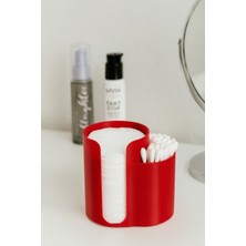 Feyza Design Kırmızı Kulak Çubuğu ve Makyaj Pamuğu Düzenleyici Kutusu, Şık ve Pratik