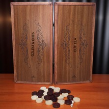 Allians Özel Tasarım Osmanlı Ceviz Kaplama Ahşap Pullu Tavla