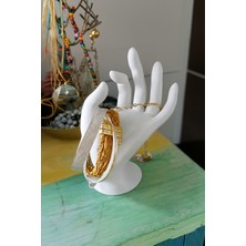 Feyza Design Şık Beyaz El Takı Standı, Bilezik ve Yüzükler Için Modern Sergileme Çözümü