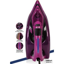 Allians Turbojet Mor 2400W LED Göstergeli Seramik Tabanlı Buharlı Ütü