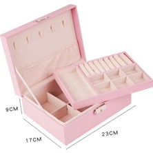 Feyza Design Büyük Bölmeli Pembe Takı Kutusu, Şık ve Kullanışlı Organizer