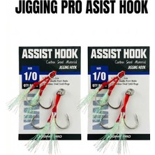 Fb Cup Jigging Pro 1/0 Numara Karbon Çelik Assist Hook - Paslanmaz Solid Halkalı Simli Jigging Iğnesi