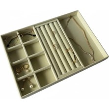 Feyza Design Krem Renk Süet Kumaş Çekmece Içi Takı Düzenleyici, Yerli Üretim