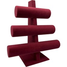 Feyza Design Yerli Üretim Süet Kumaş Bordo Renk Üçlü Bileklik ve Saat Sergileme Standı