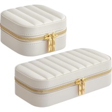 Feyza Design Mini Pu Deri Çanta Seti, Seyahat ve Takı Organizeri, Beyaz Tasarım