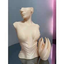 Feyza Design Ten Rengi Dekoratif Takı Mankeni ve El 2'li Set Takı Organizeri