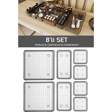 Feyza Design 8'li Çekmece Içi Organizer, Kozmetik ve Takı Düzenleyici, Antrasit