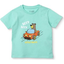 Hellobaby Hellobaby Erkek Bebek Tshirt Hayvan Baskılı Bisiklet Yaka Kısa Kol