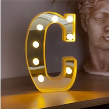 PremiumPort Büyük Boy 3D LED Işıklı C Harfi Organizasyon Dekoru, Doğum Günü Kutlaması