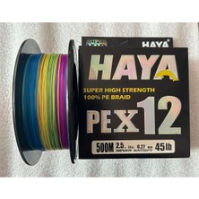 Fb Cup PEX12 12 Katlı %100 Pe Örgü Ip Misina - 500 Metre 0.27 mm 45 Lb Multicolor