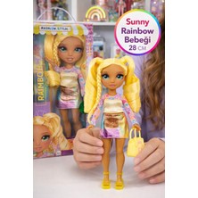 Toyfest Rainbow High Sunny 28 cm Sarı Uzun Saçlı Hareketli Moda Bebek Çantalı Ayakkabılı Hediyelik Set Çocuk
