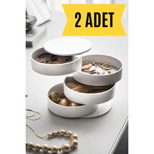 Feyza Design 4 Katlı Döner Takı Organizeri, Beyaz, Çok Amaçlı ve Şık Düzenleyici